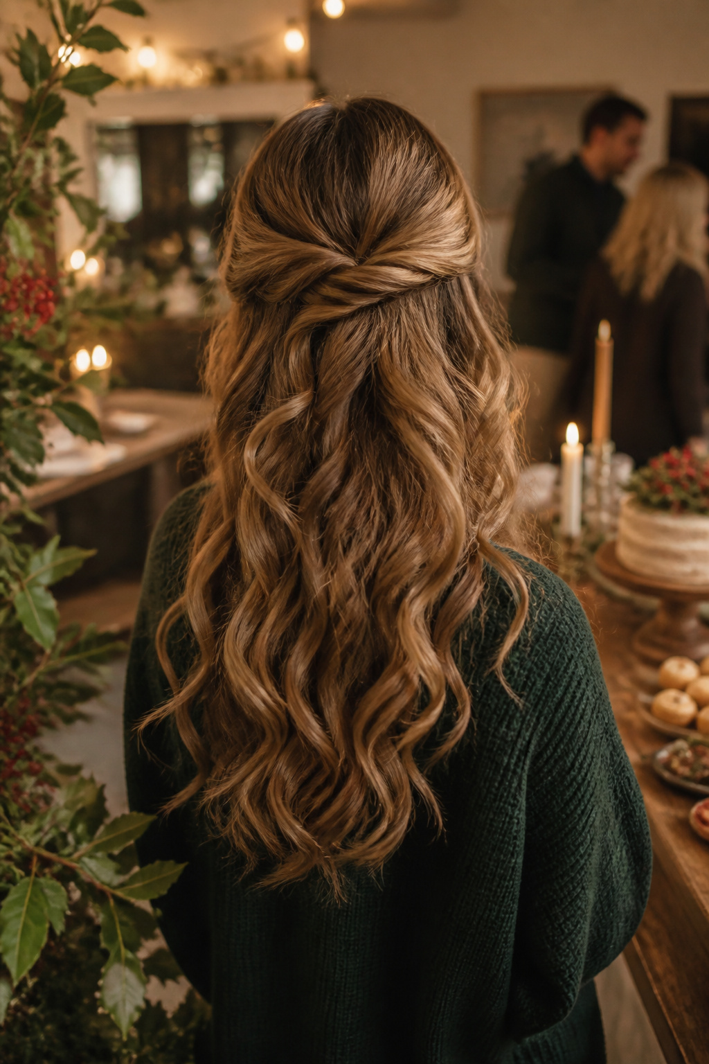 20 Fantastic Winter Hair Designs for 2026 8 Model showcasing a textured half-up, half-down hairstyle.