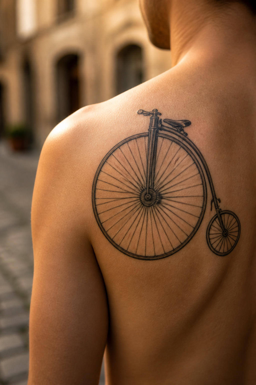 Bike Life Tattoo Ideas: 37 Designs for Cyclists in 2026 8 Tattoo of a penny farthing bicycle.