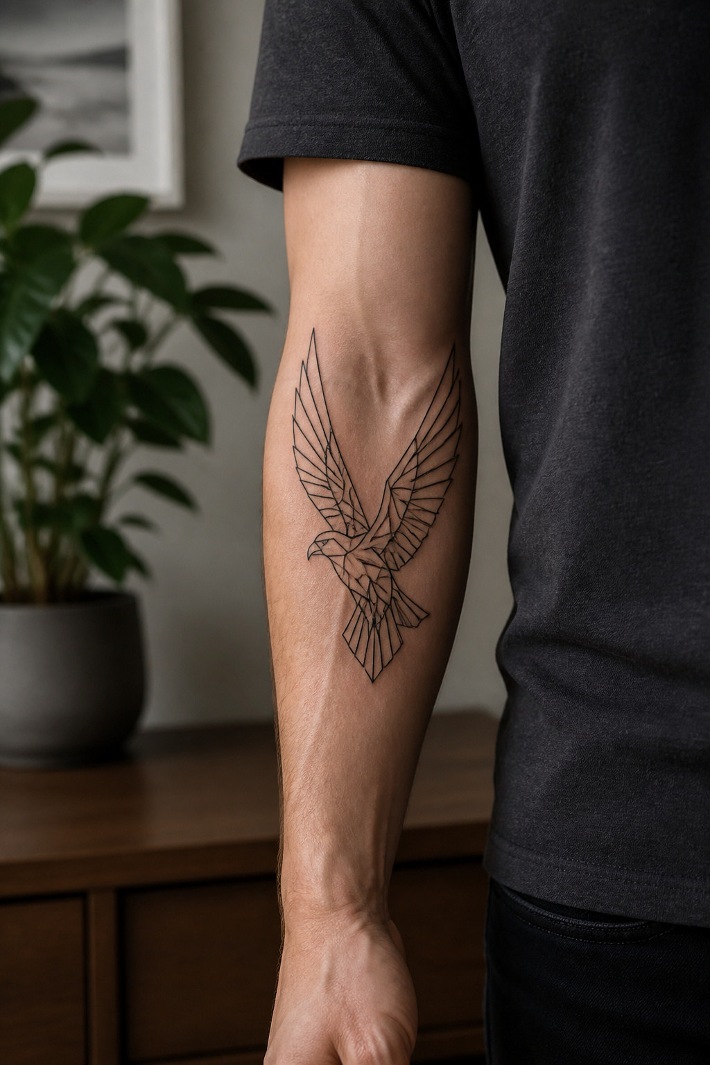 Eagle Tattoo Ideas for Men and Women: Designs and Styles 8 Geometric eagle tattoo with sharp lines and polygons.