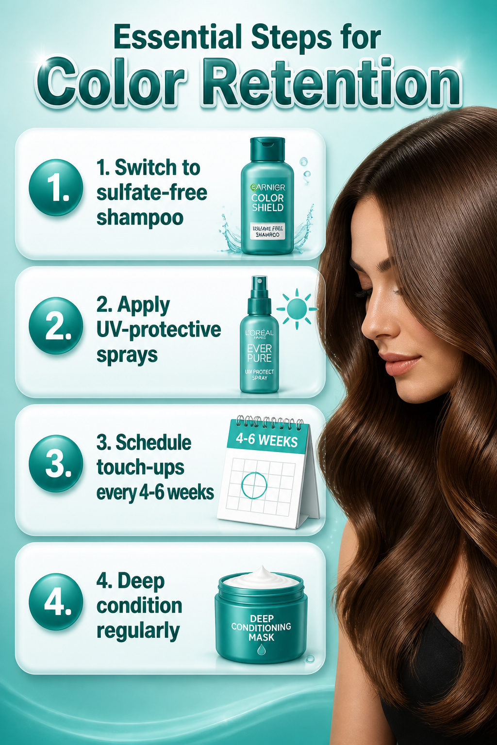 An image of sulfate-free shampoo products for color retention.
