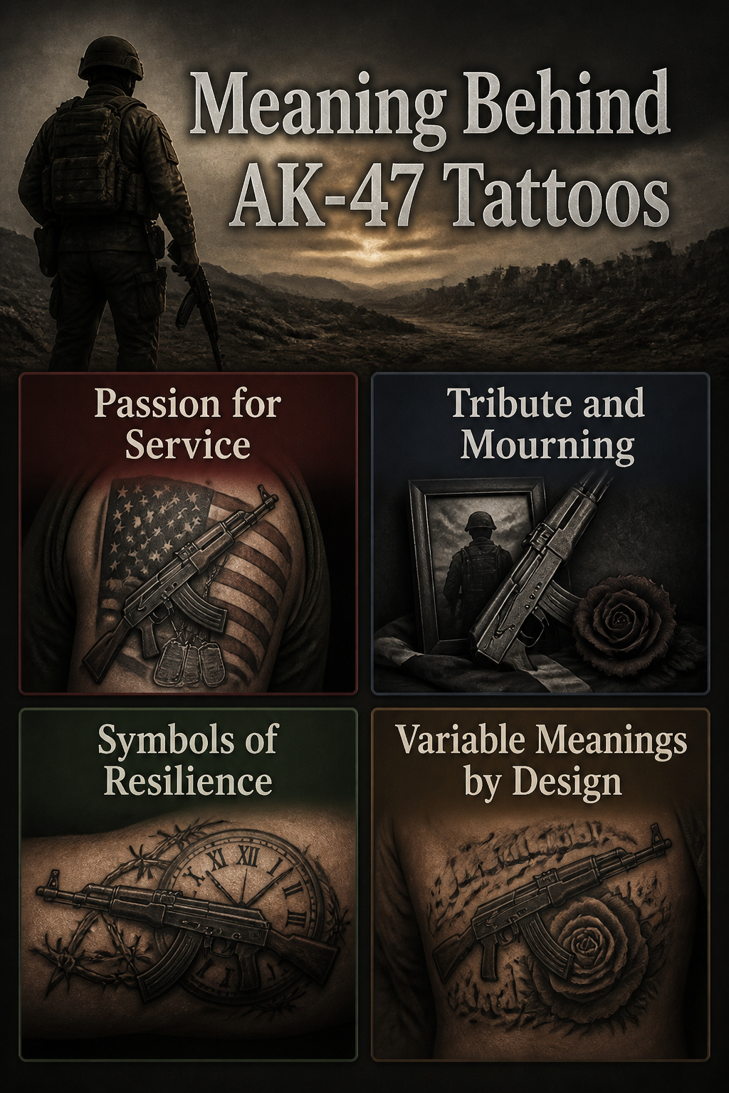 Information image discussing the meaning of AK-47 tattoos.
